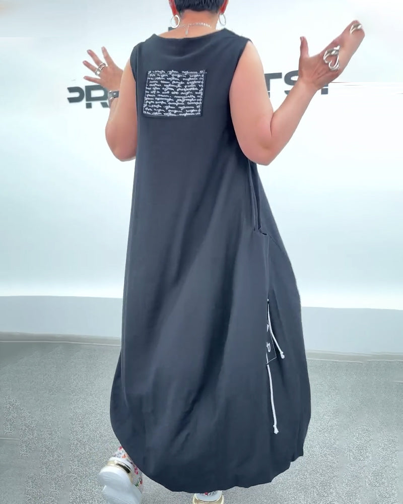 Sleeveless Oversized Letter Print Dress