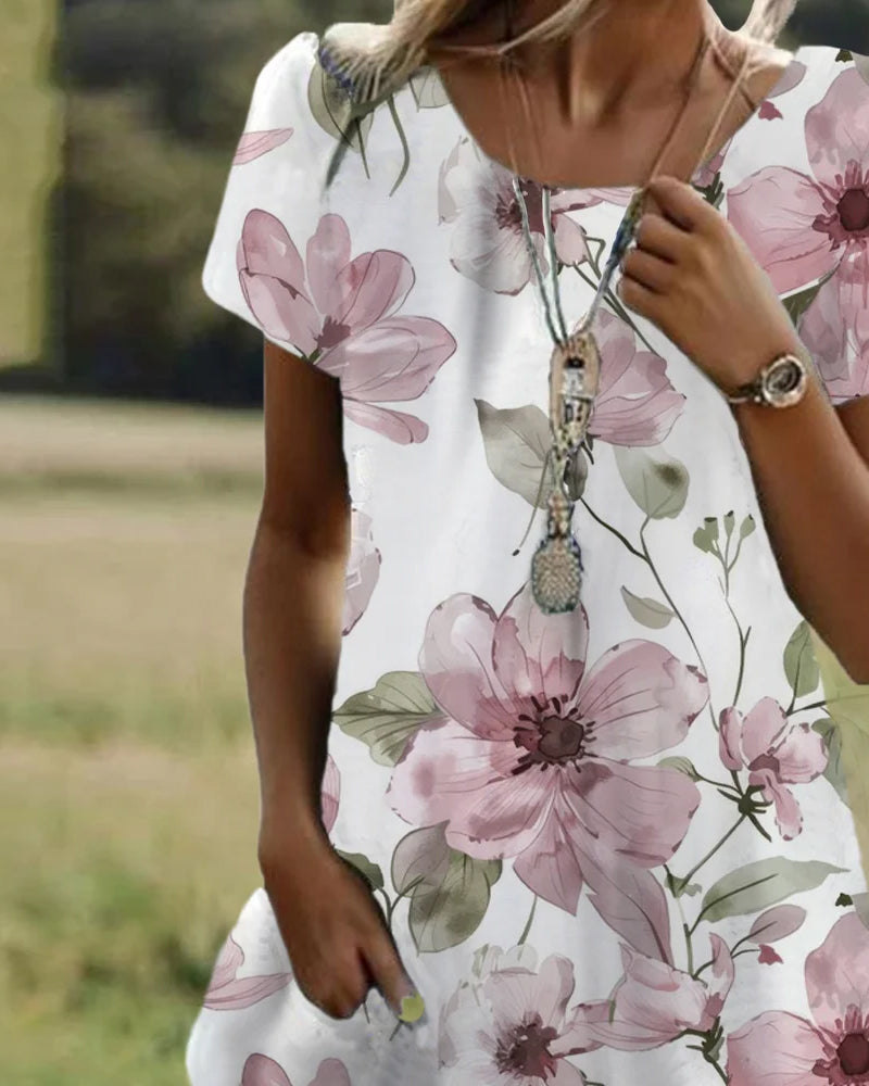 Casual Round Neck Printed Dress