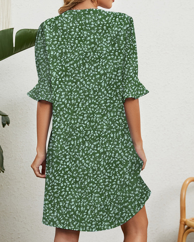 Woman's Green Floral Dress