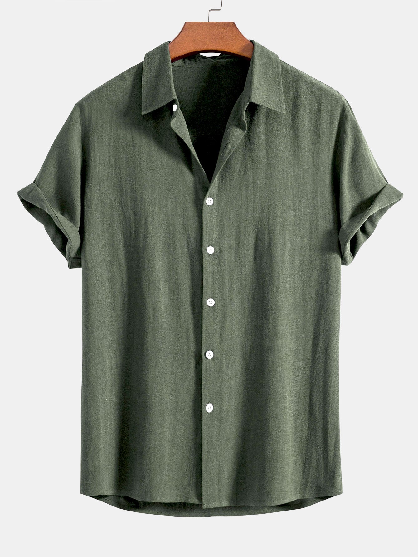 Linen Rayon Blend Button Up Shirt