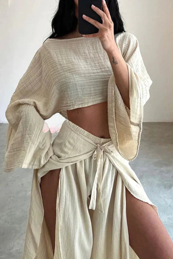 Elyra Casual slit tie two-piece set