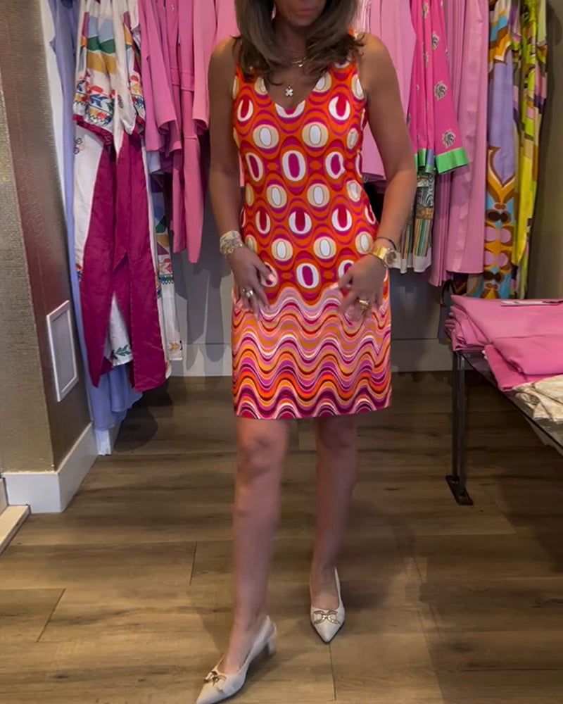 Halterneck printed pattern dress