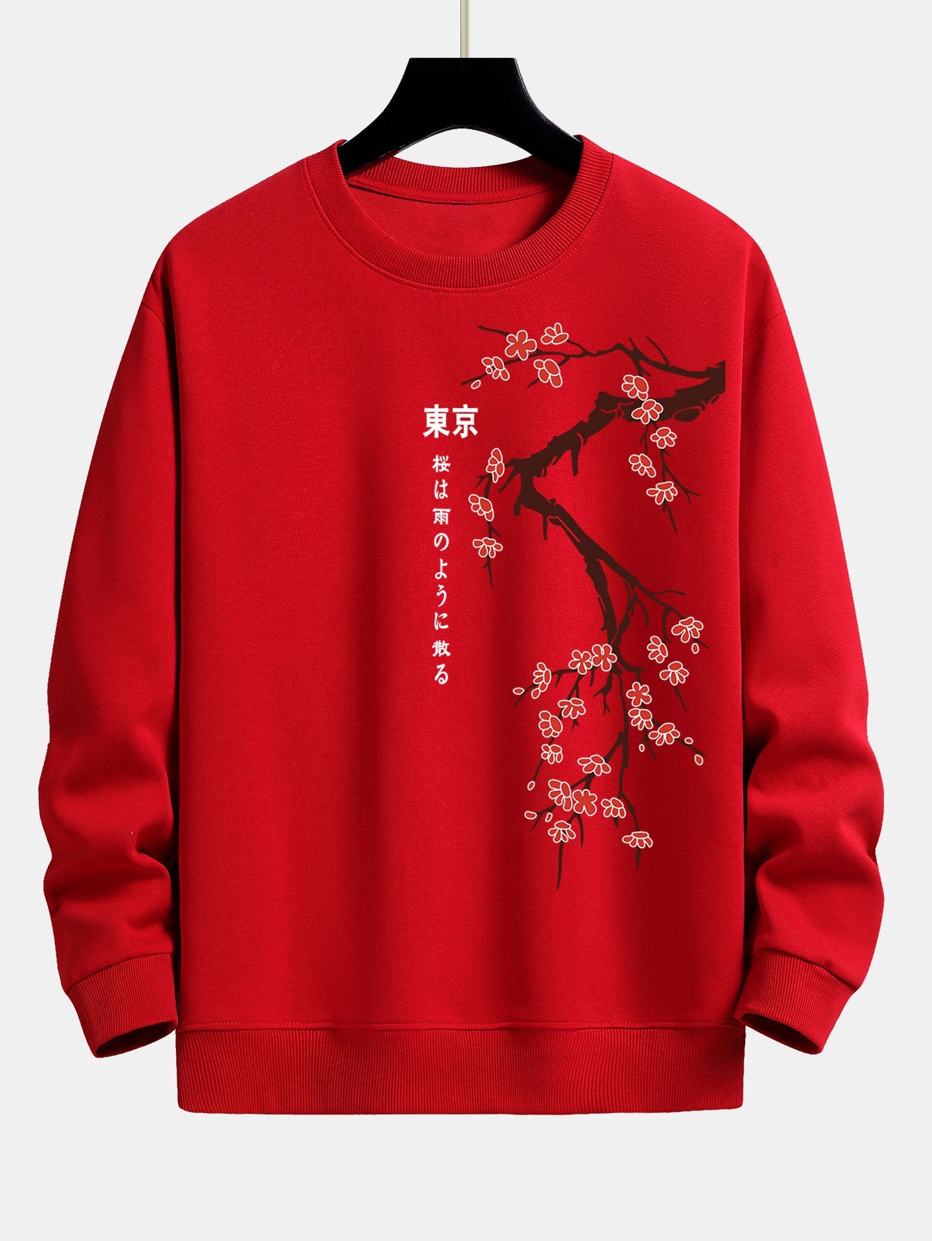 Tokyo Japanese Cherry Blossoms Print Relax Fit Sweatshirt