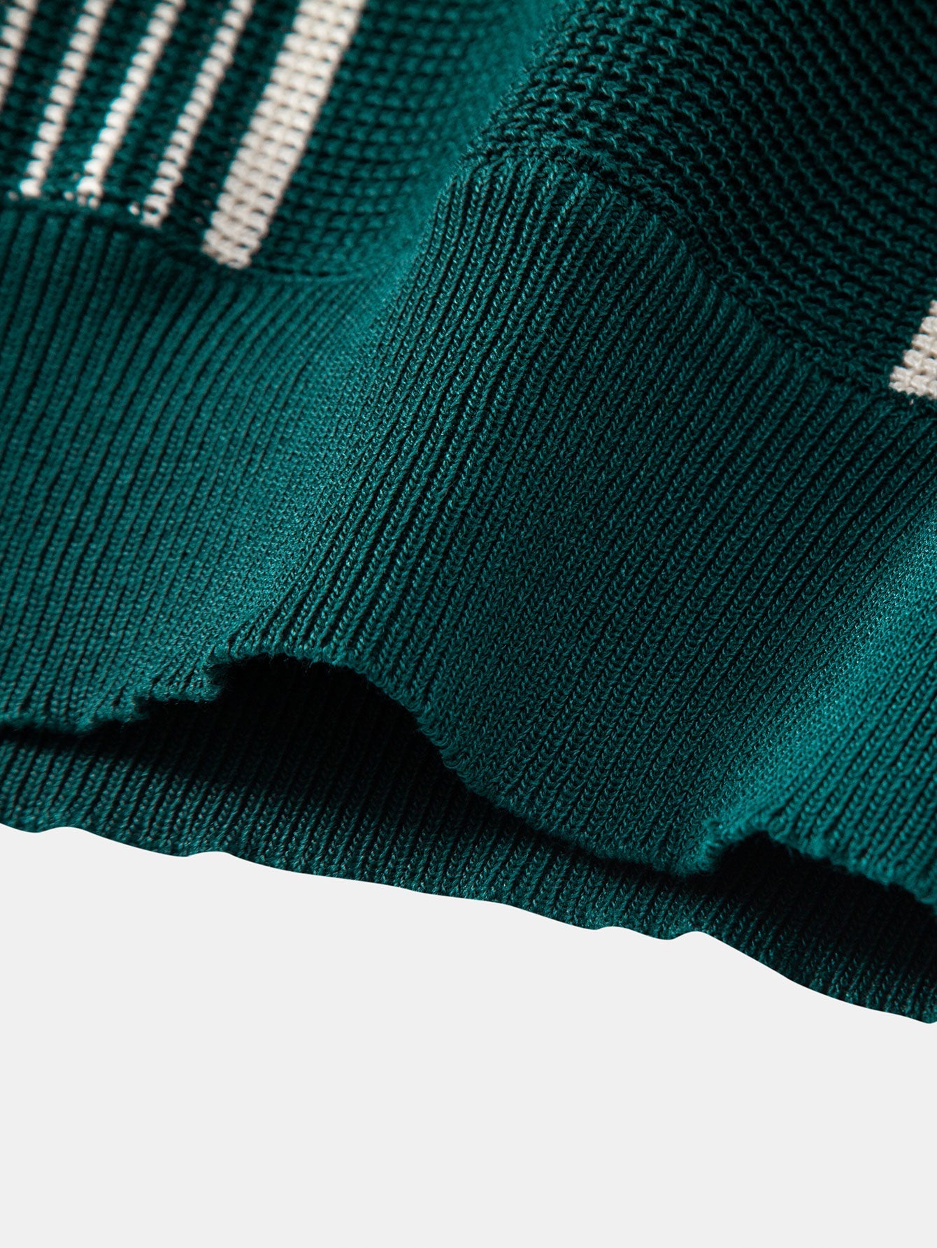 Stripe Knit Zip Up Polo Shirt