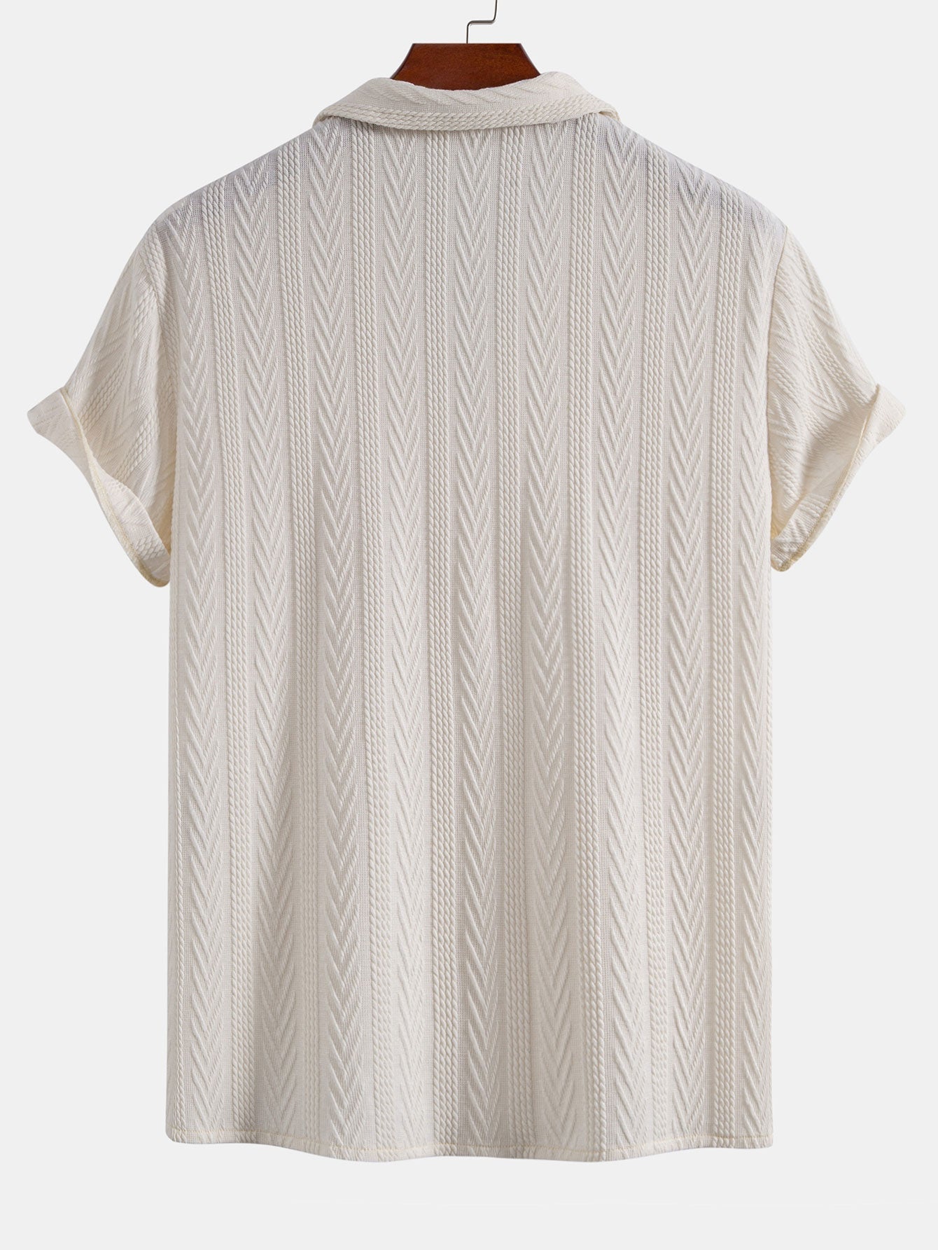 Texture Jacquard Cuban Shirt & Wrinkle Textured Straight Leg Pants