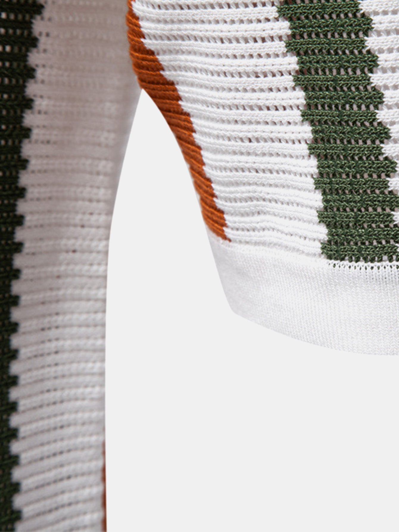 Stripe Knit V Neck Polo Shirt