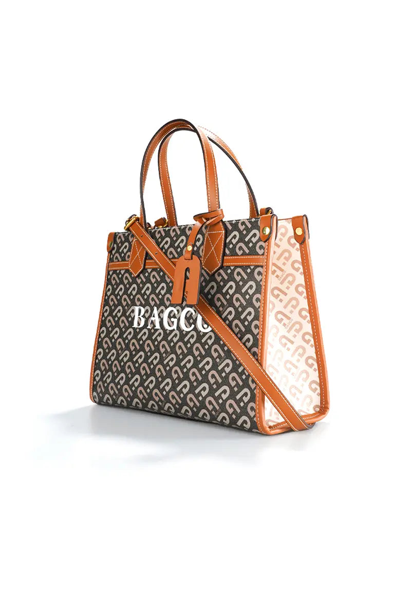 Designer Print Crossbody Tote Handbag