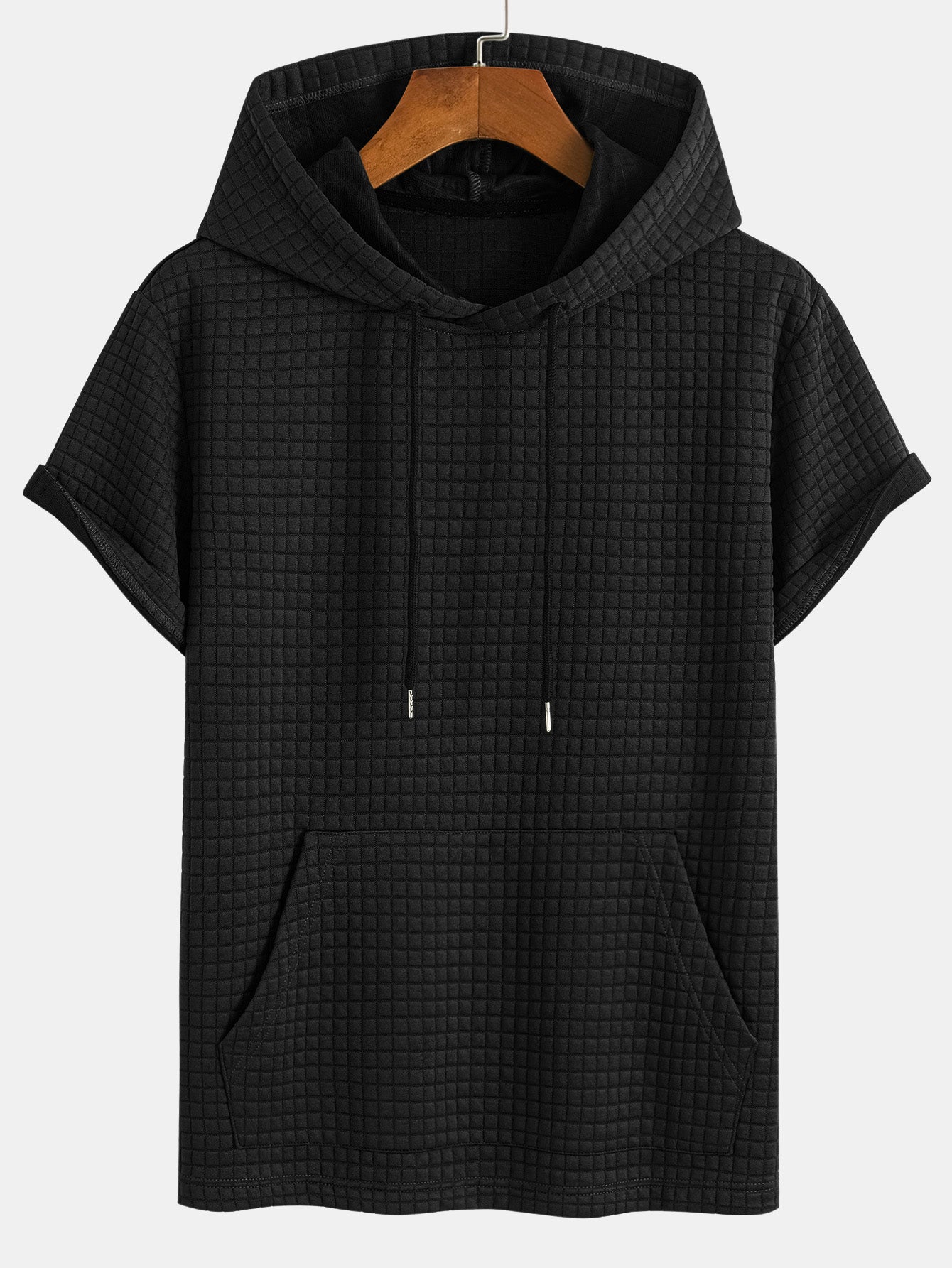 Kangaroo Pocket Waffle Hooded T-Shirt & Shorts