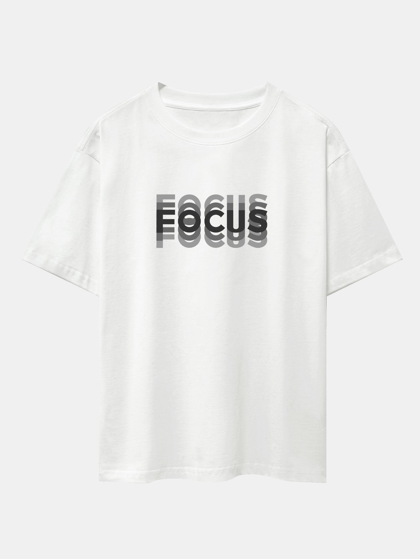 Focus Slogan Print Drop Shoulder Oversize T-Shirt