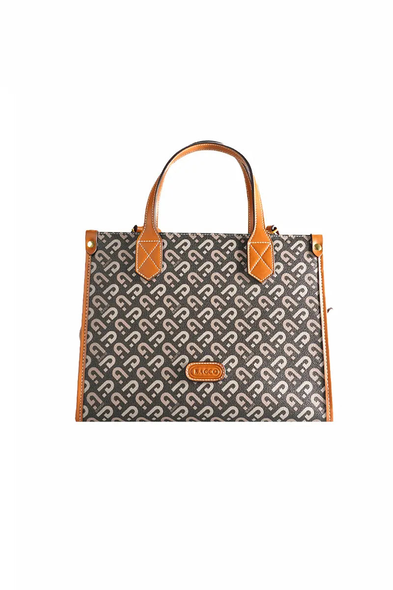 Designer Print Crossbody Tote Handbag