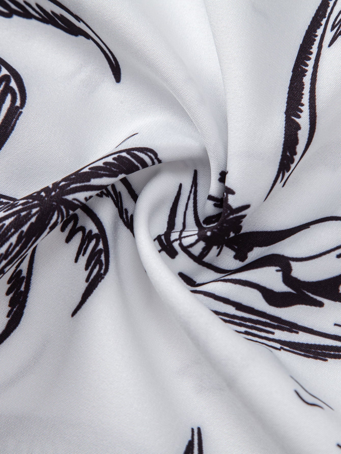 Palm Tree Island Print Button Up Shirt & Drawstring Swim Shorts