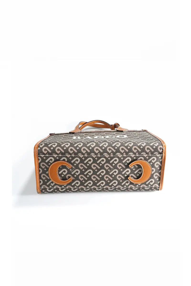 Designer Print Crossbody Tote Handbag