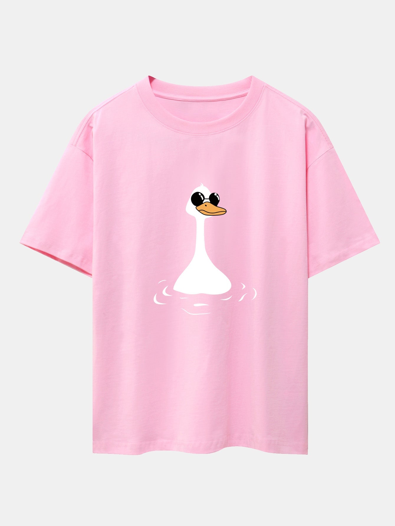 Sunglasses Goose Print Drop Shoulder Oversize T-Shirt