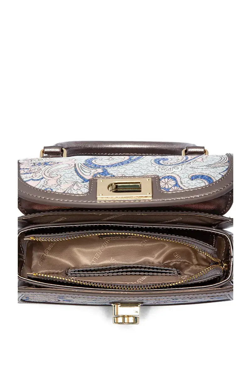 CHRISBELLA Embroidered Bamboo Handle Bag