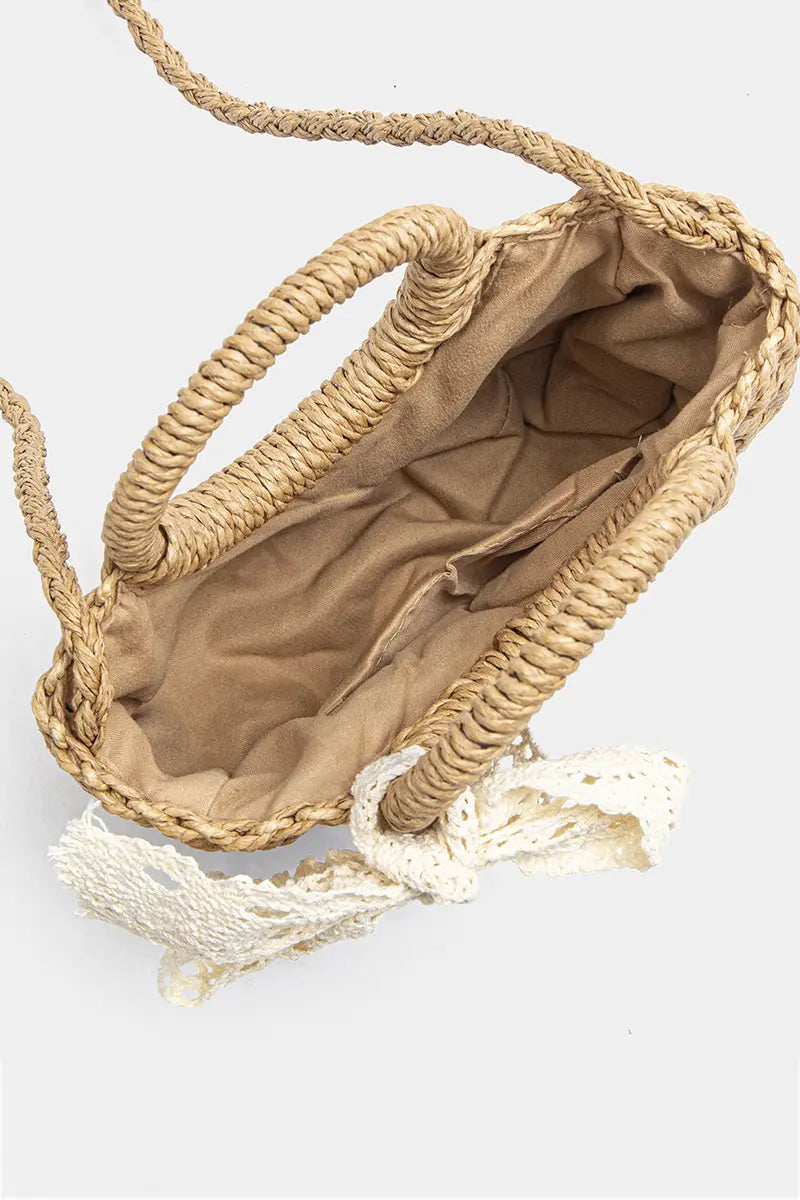 Woven Beach-Style Mini Basket Shoulder Bag