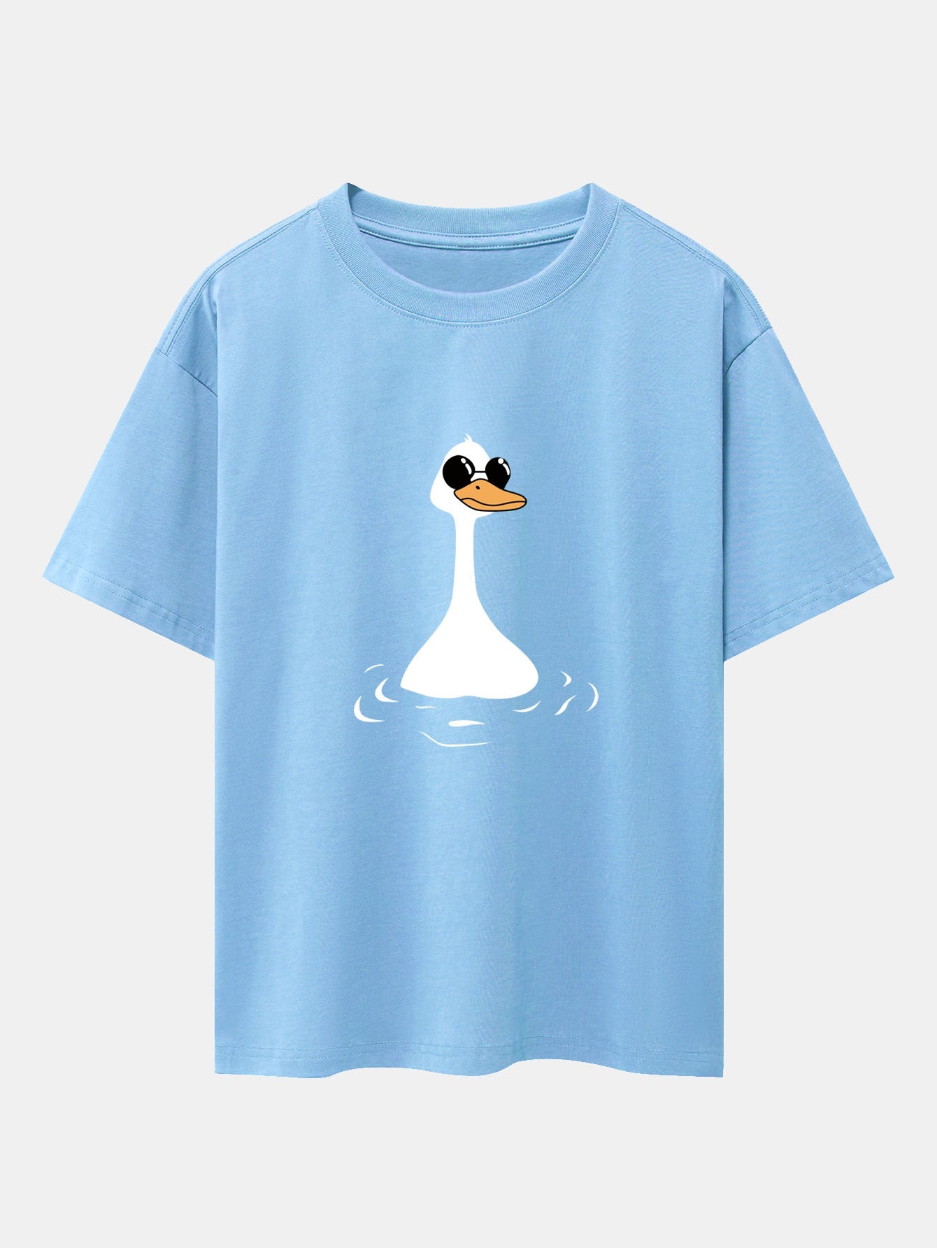 Sunglasses Goose Print Drop Shoulder Oversize T-Shirt