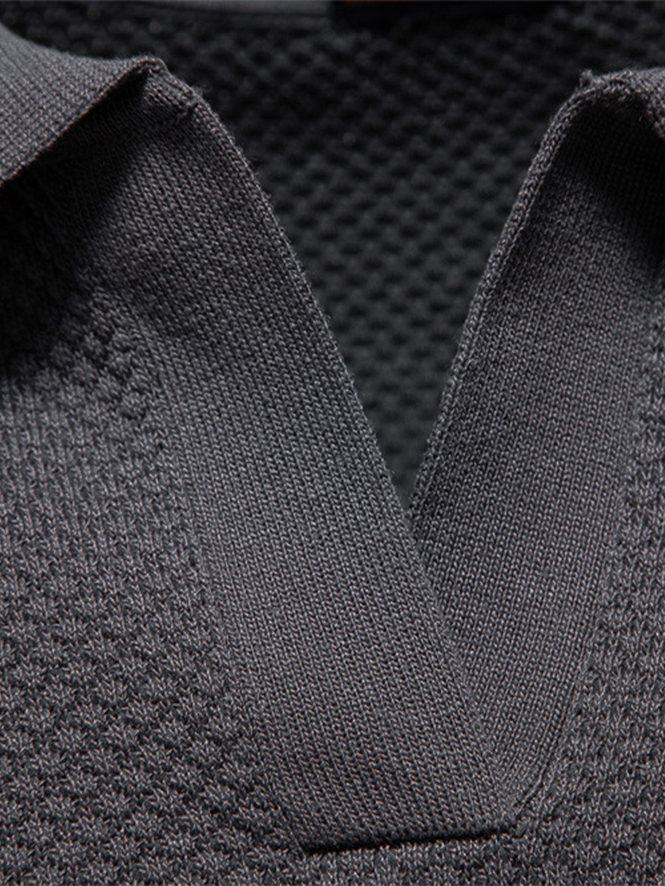 Pineapple Texture Knit V Neck Polo