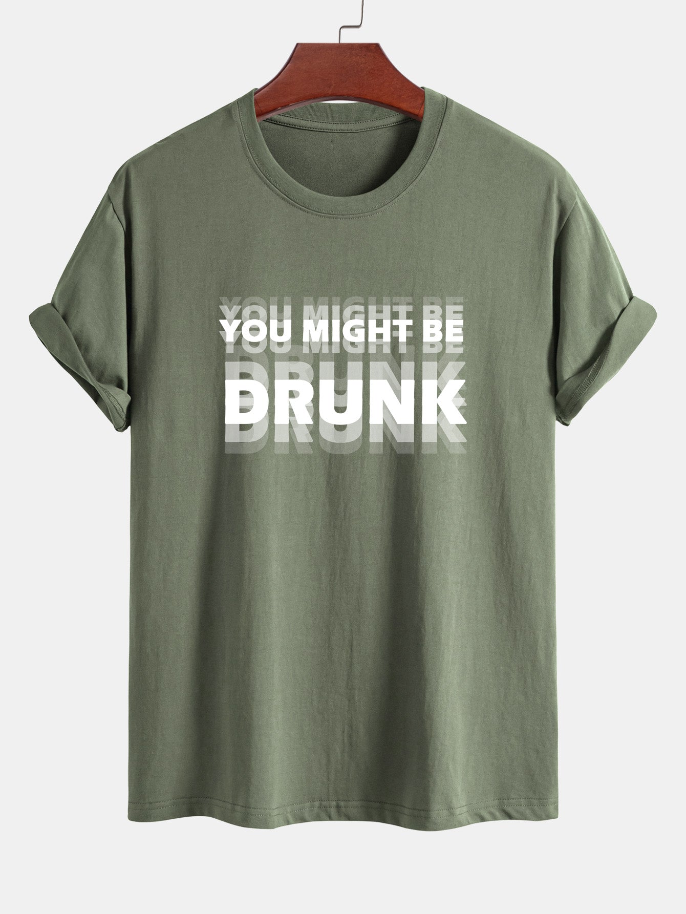 Regular Fit You Might Be Drunk Print Cotton T-Shirt