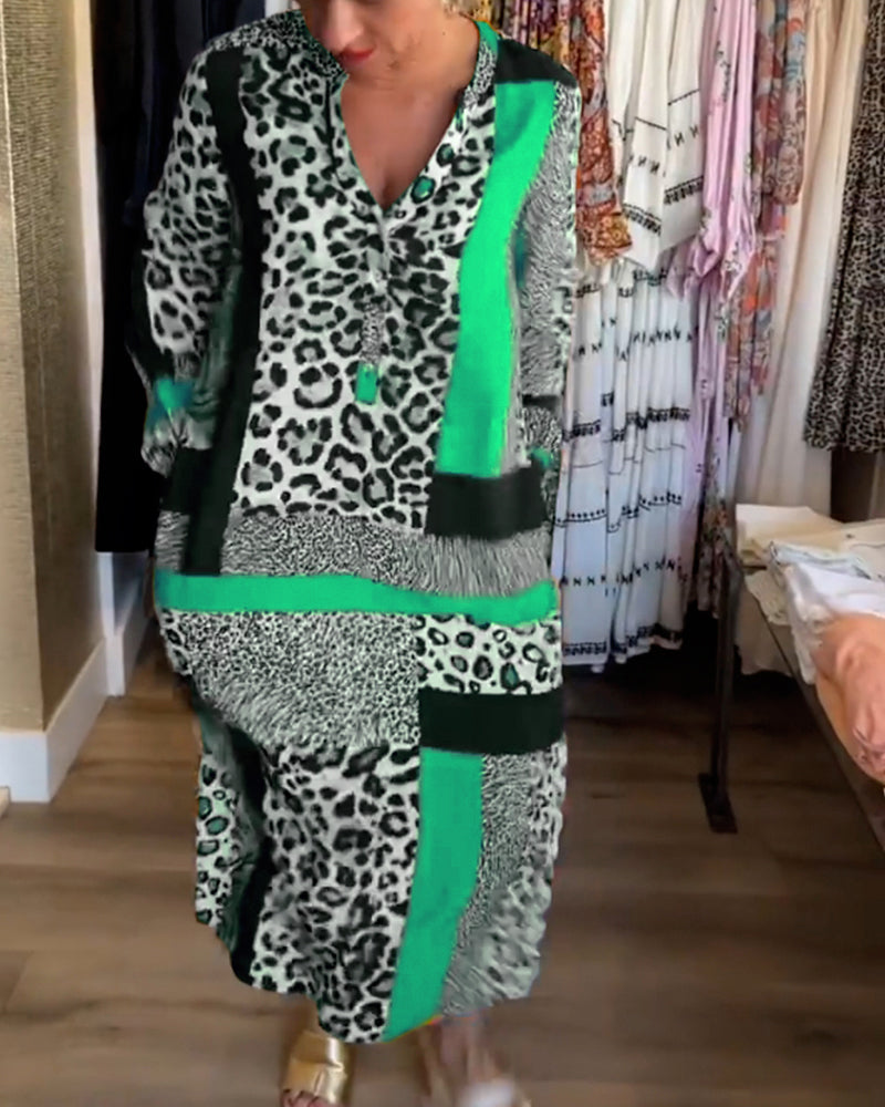 Leopard geometric print dress