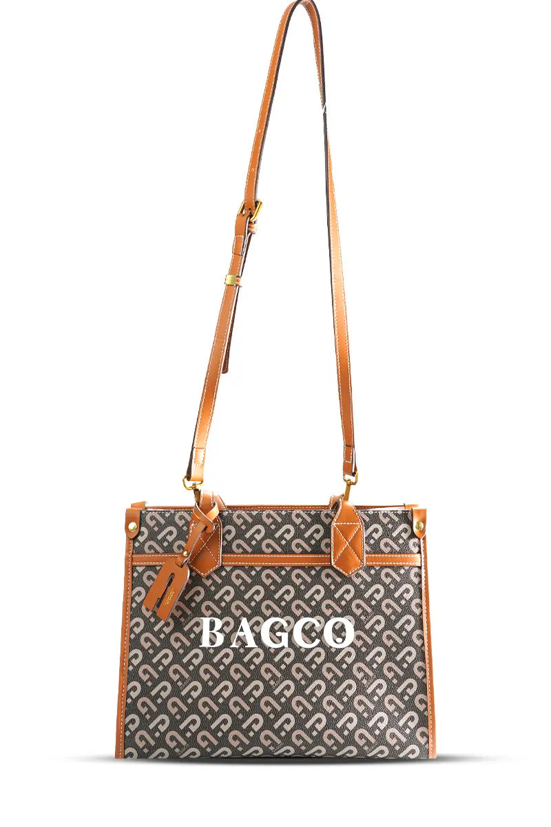 Designer Print Crossbody Tote Handbag