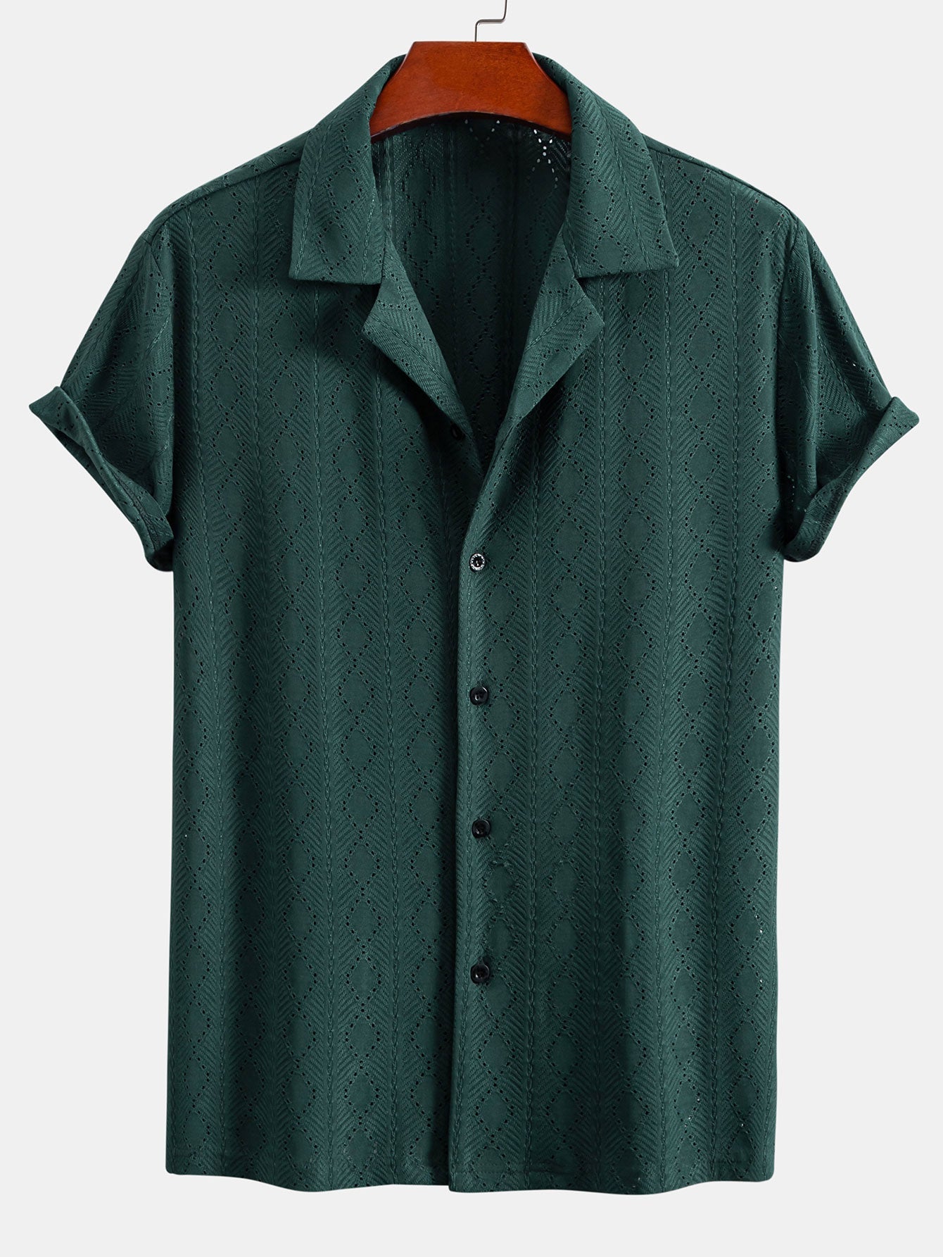 Muscle Fit Diamond Texture Cuban Shirt