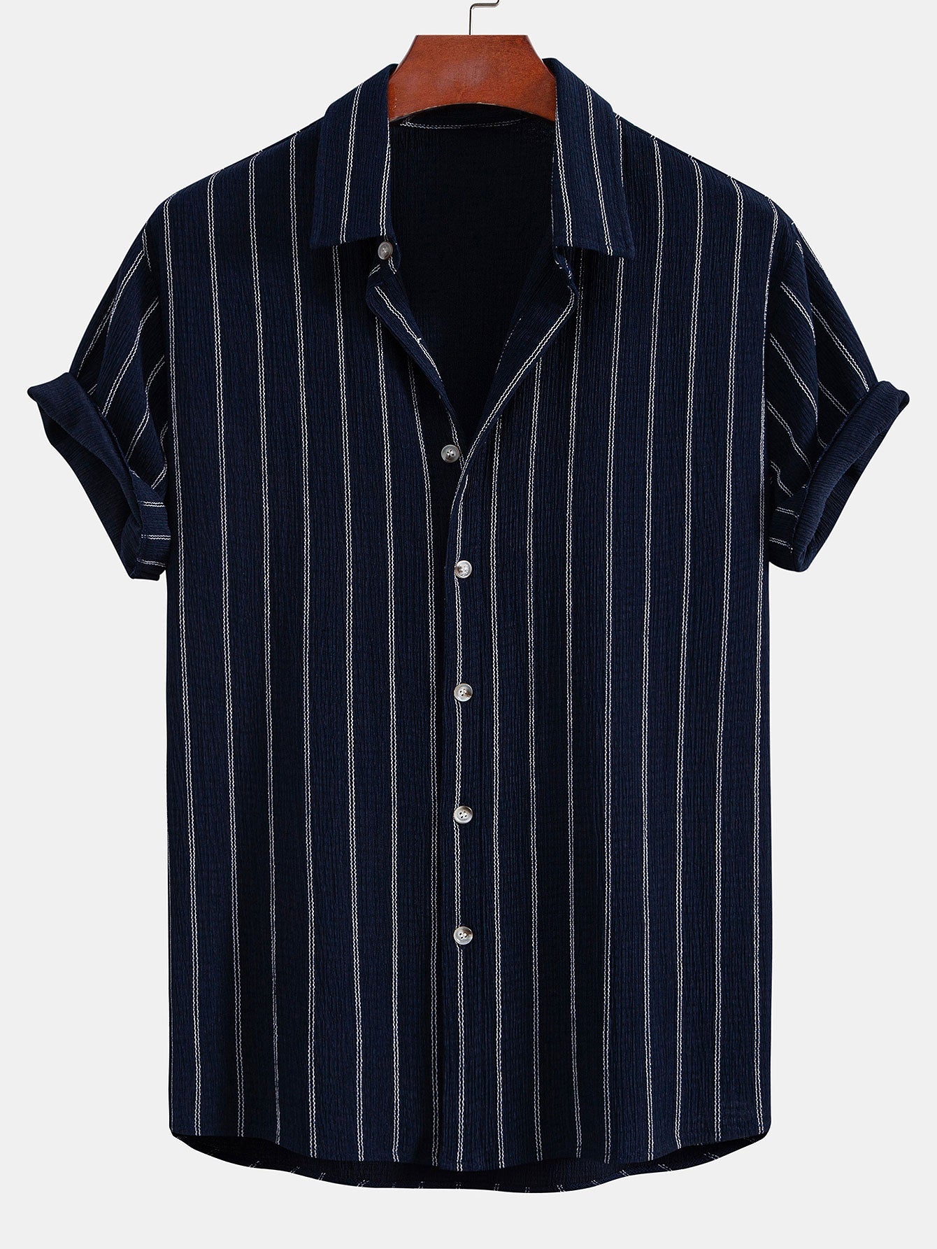 Stripe Textured Button Up Shirt
