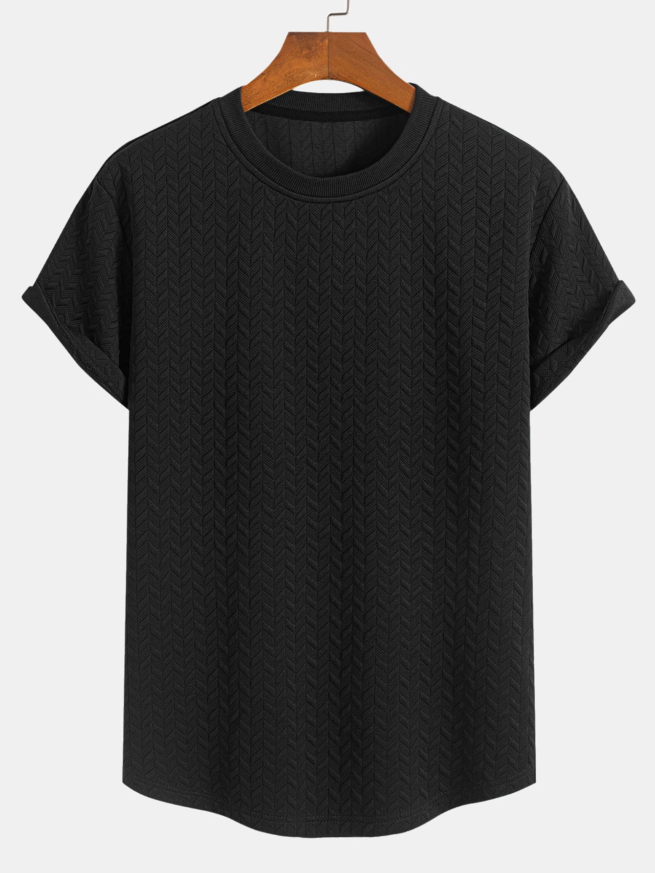 Jacquard Textured Arc Hem T-Shirt