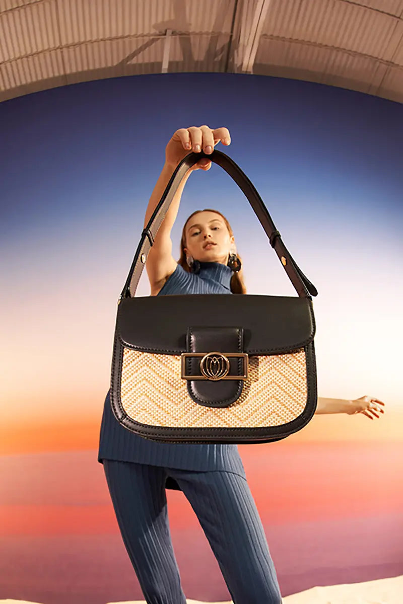 Colorblock Saddle Crossbody Bag