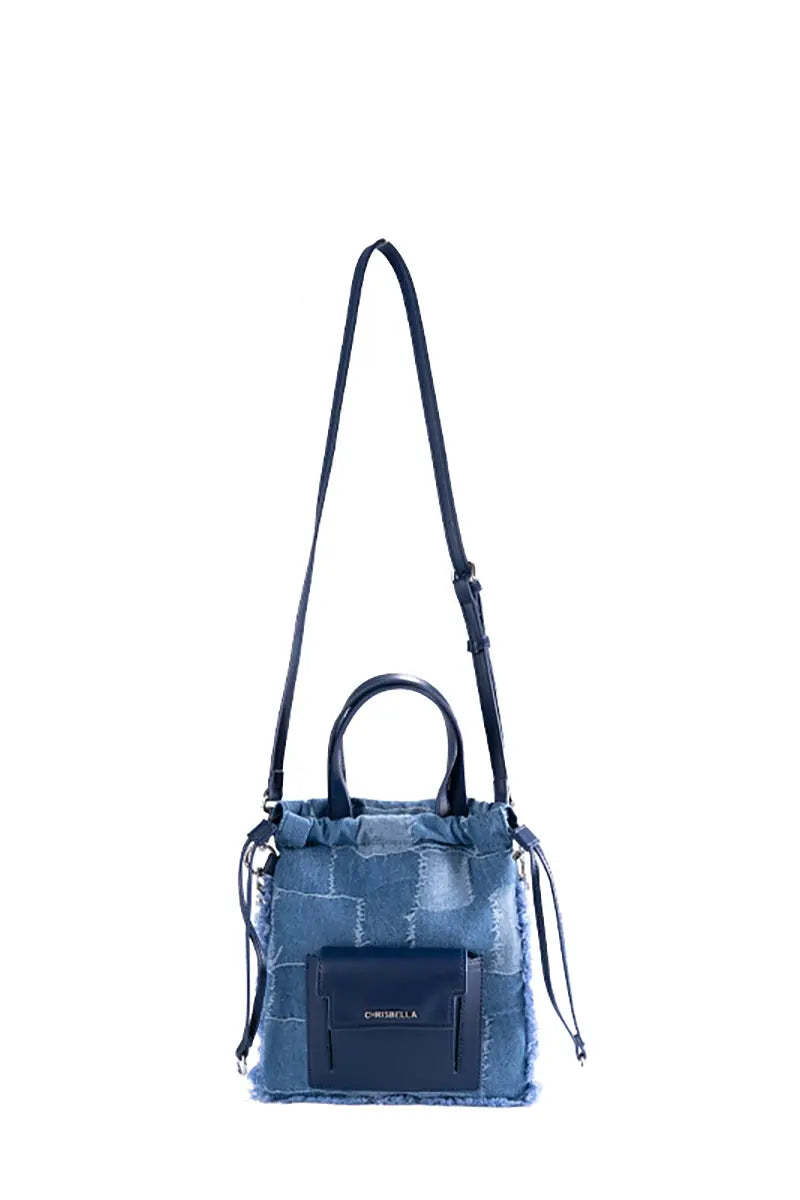 Denim Patchwork Lucky Bucket Crossbody Tote