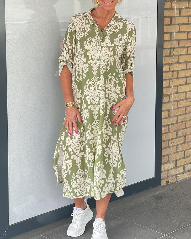 Floral print slit dress