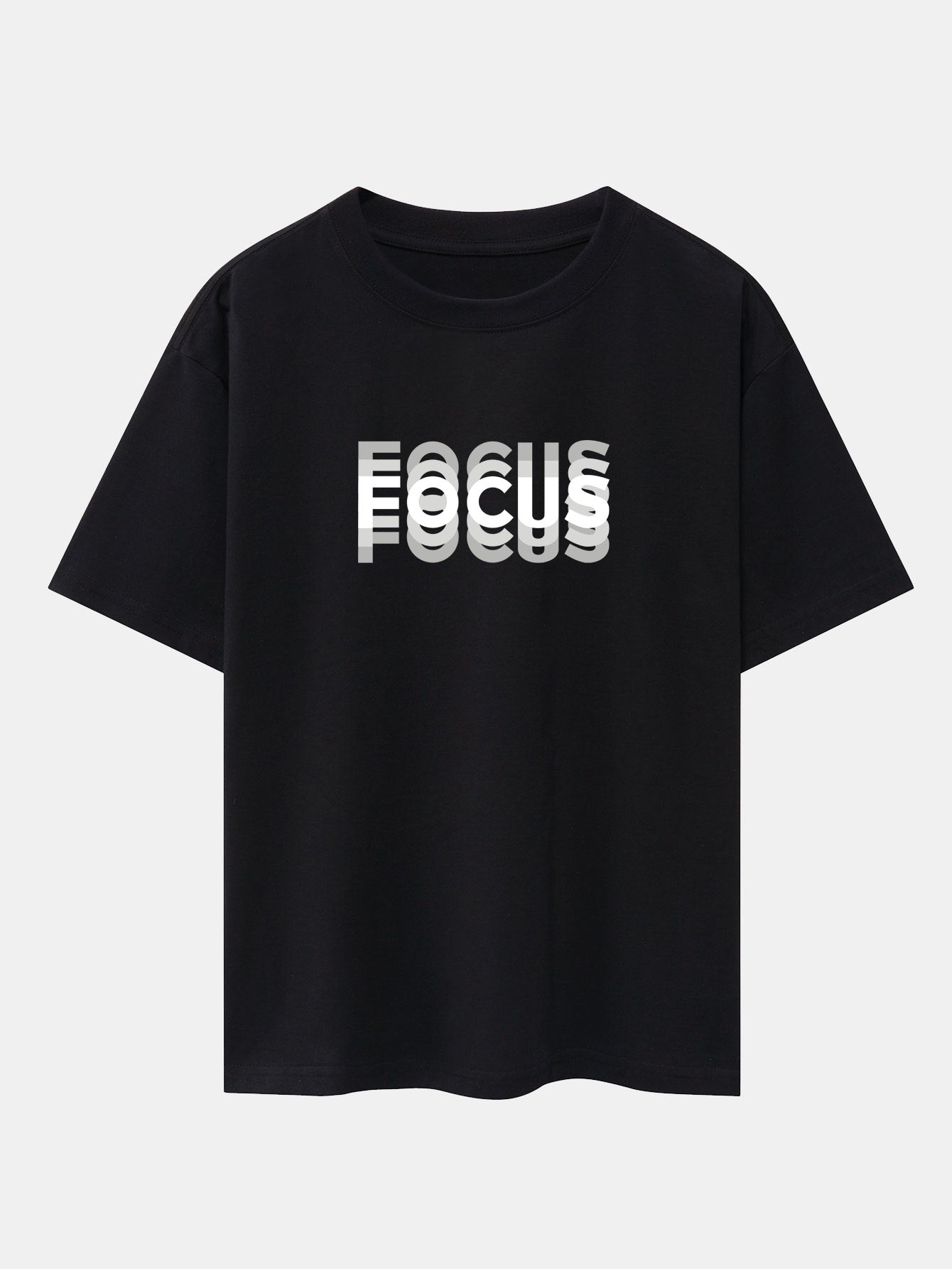 Focus Slogan Print Drop Shoulder Oversize T-Shirt