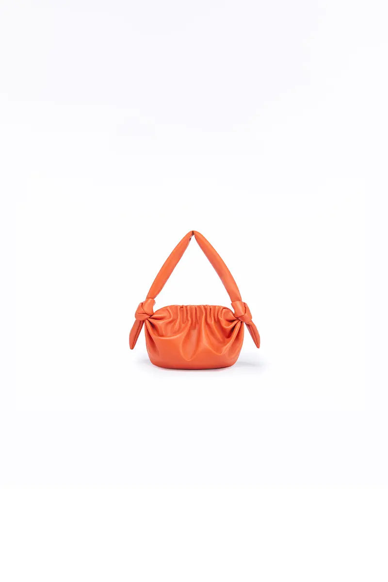 Leather Cloud Bag with Bow Detail