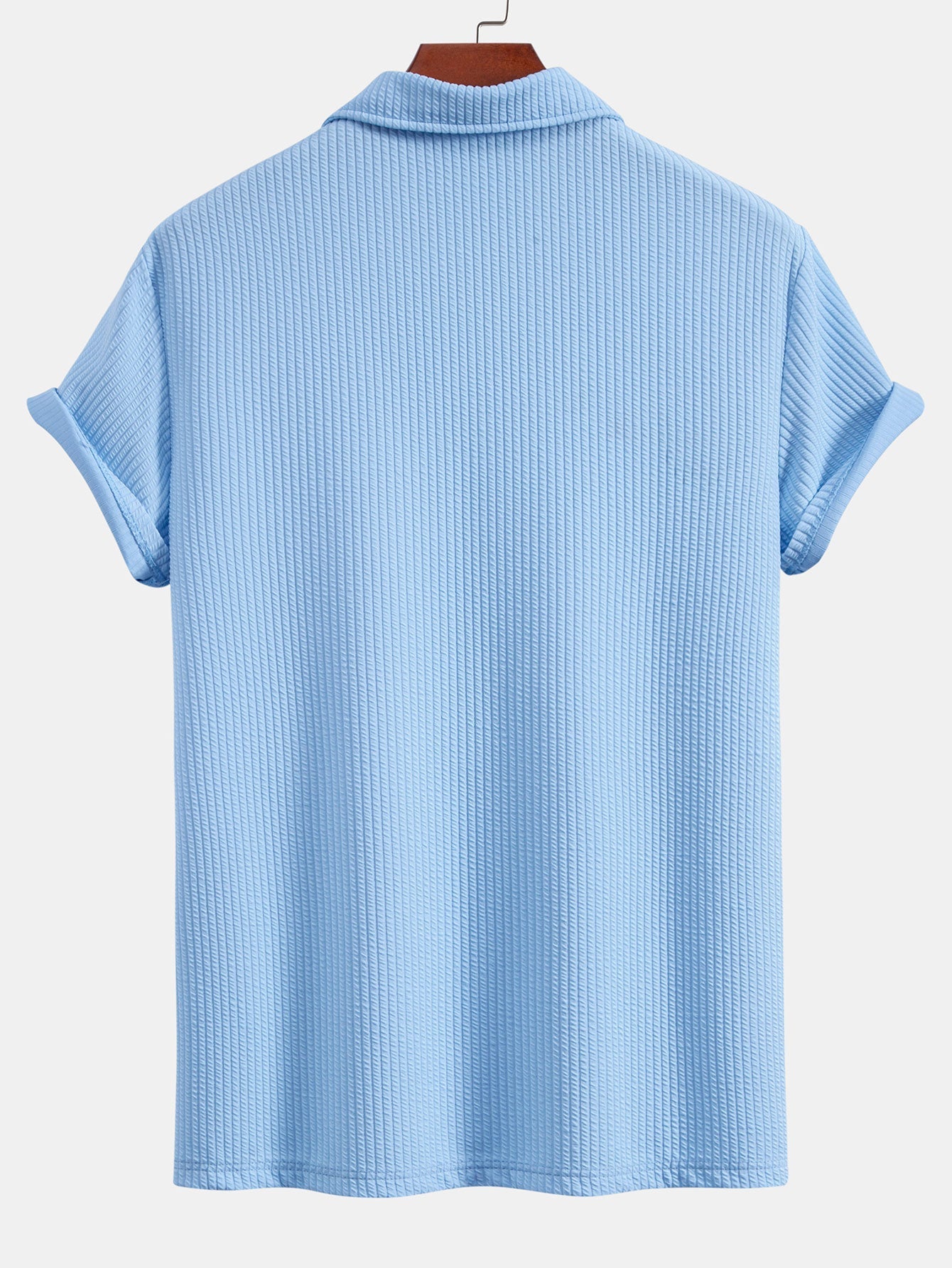 Short Sleeved V-Neck Ribbed Polo