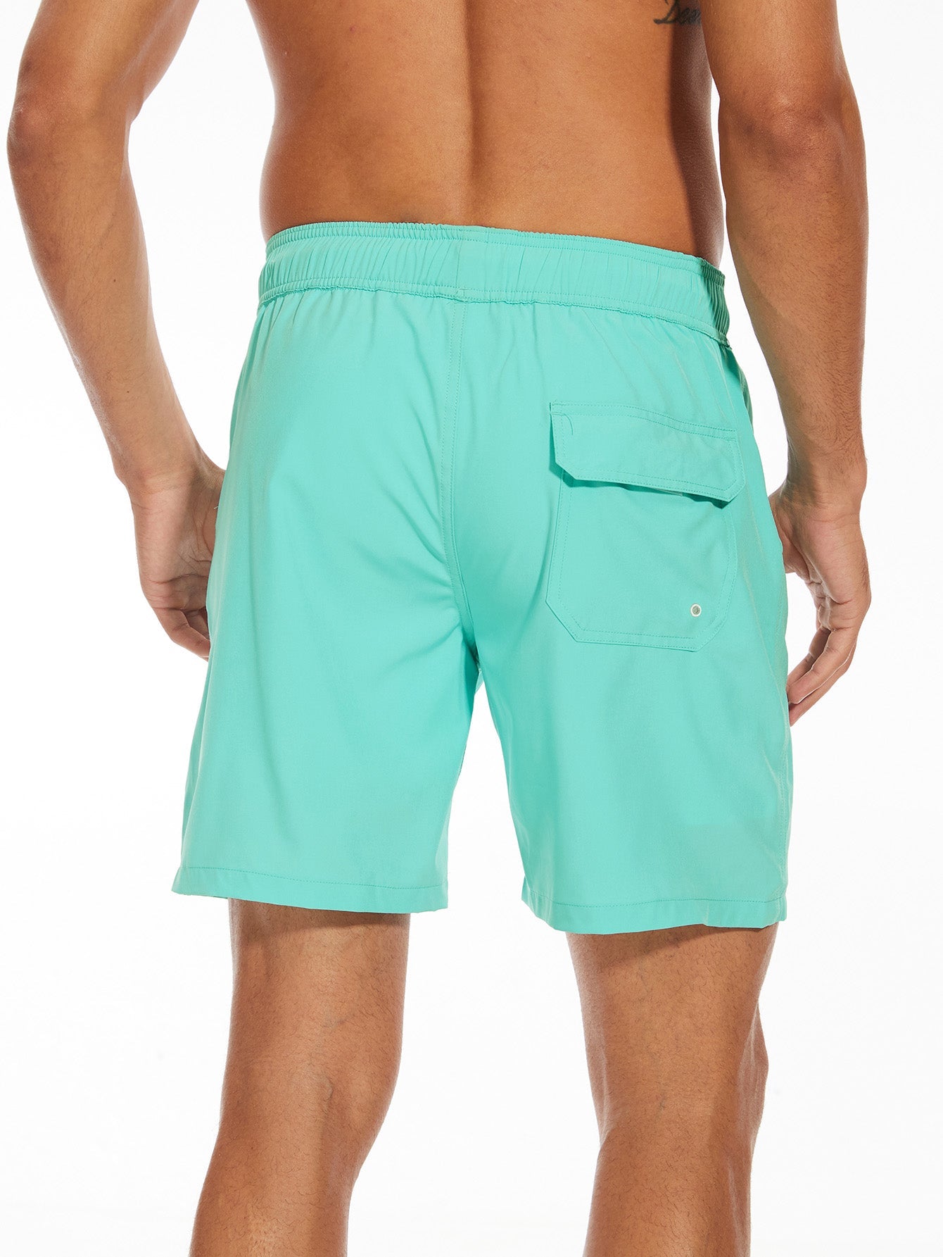 2 In 1 Solid Color Drawstring Swim Shorts