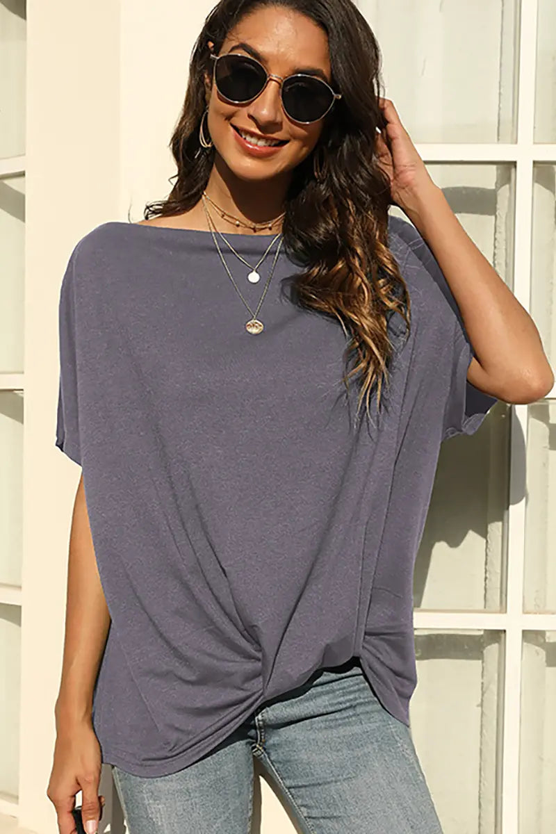 Solid Color Off-Shoulder T-Shirt