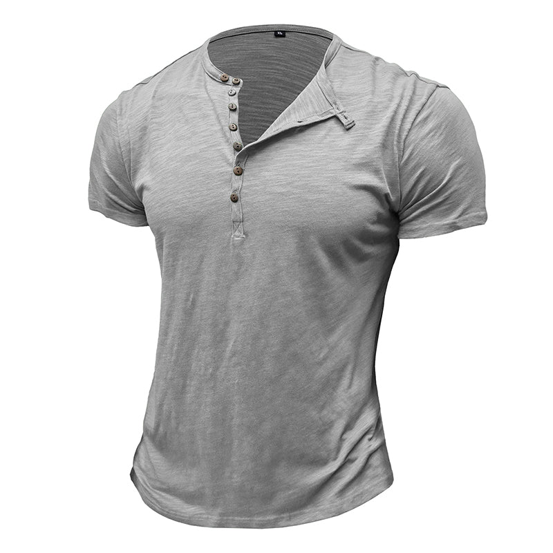 Short Sleeve Cotton Henley