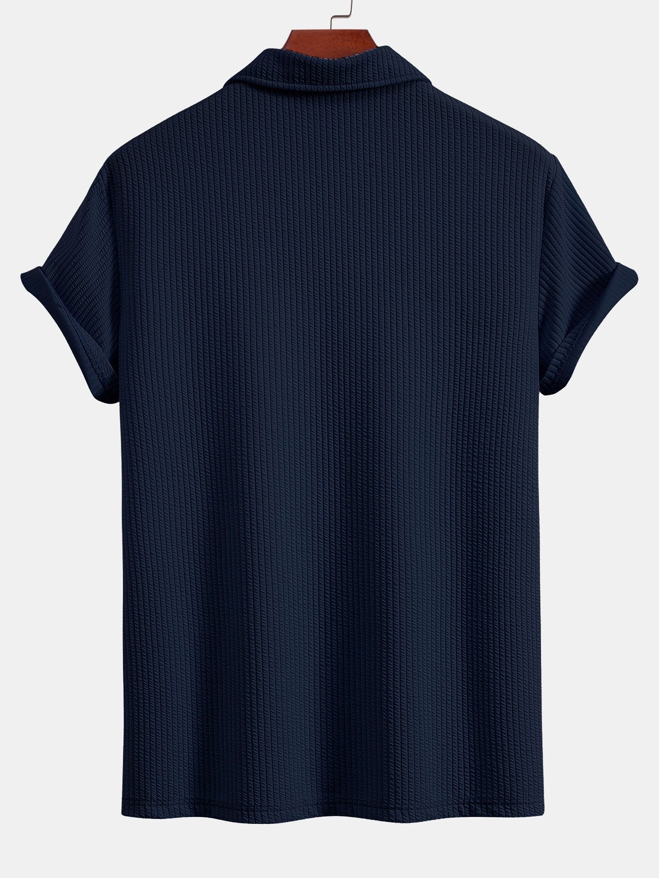 Short Sleeved V-Neck Ribbed Polo