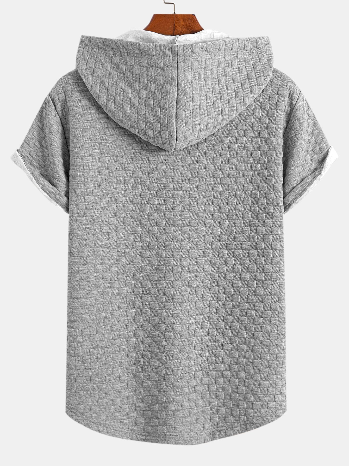 Checkerboard Jacquard Arc Hem Hooded T-Shirt & Checkerboard Jacquard Shorts