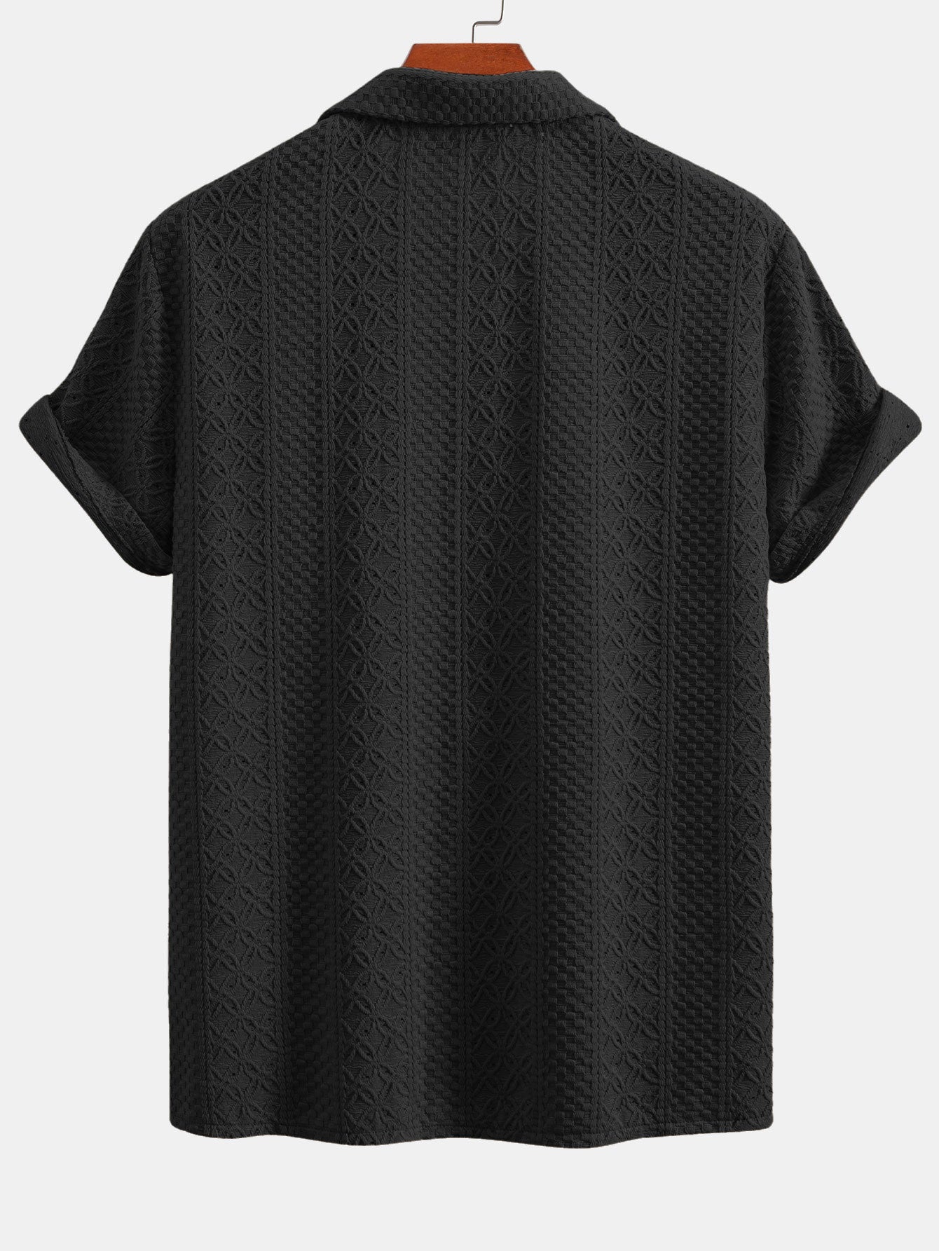 Floral Checkerboard Jacquard Cuban Shirt