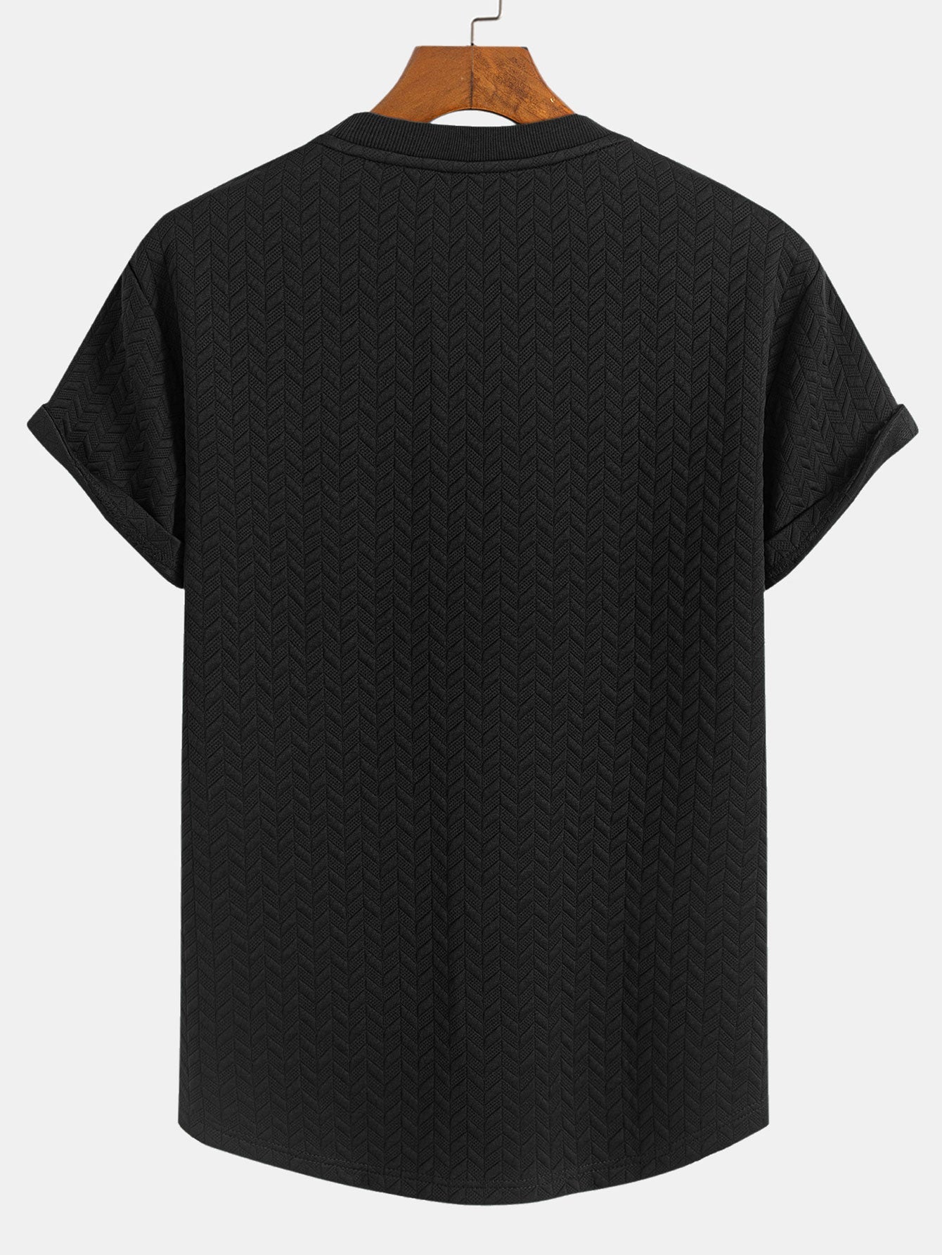 Jacquard Textured Arc Hem T-Shirt