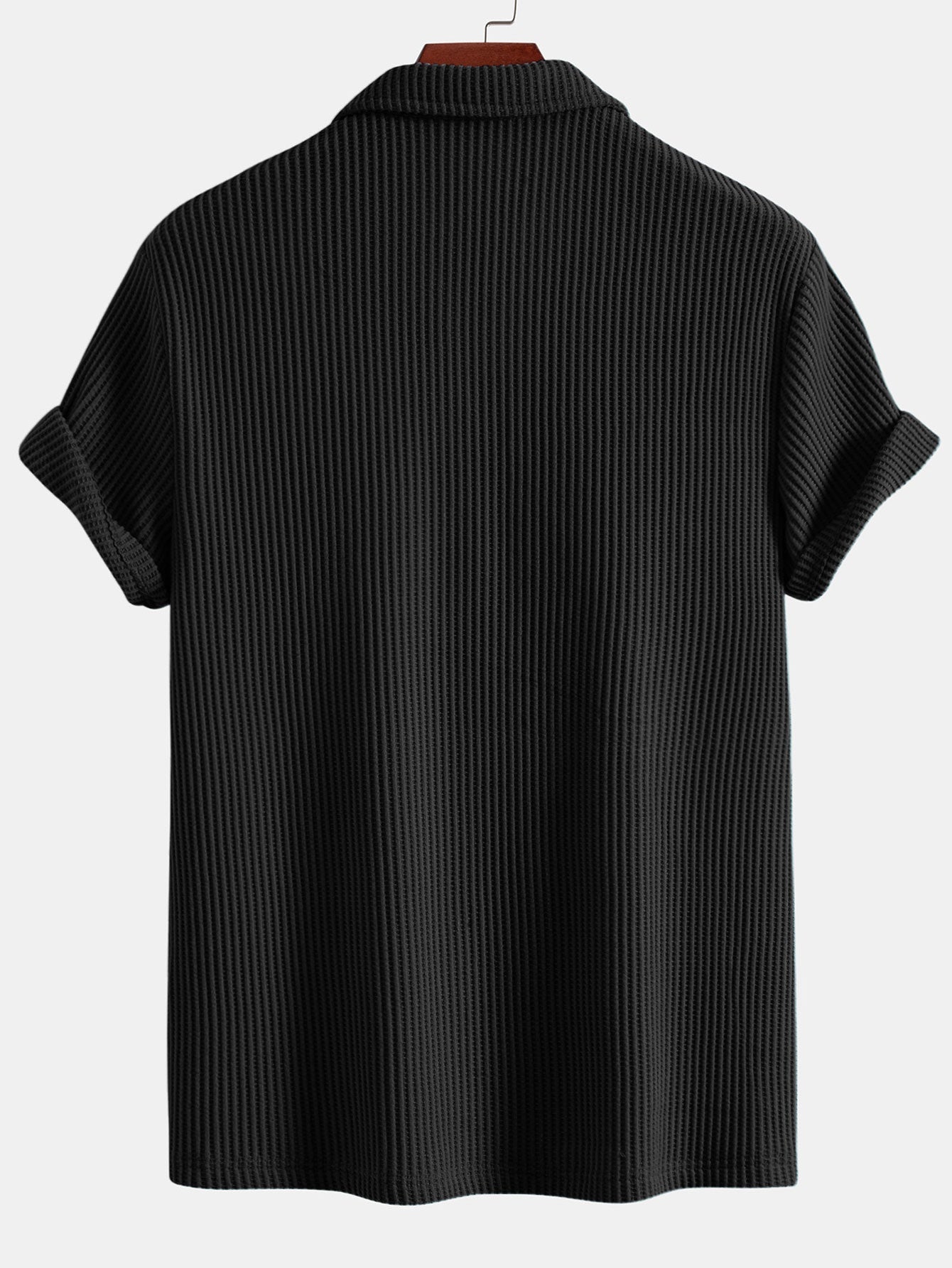 Short Sleeved Waffle V-neck Polo