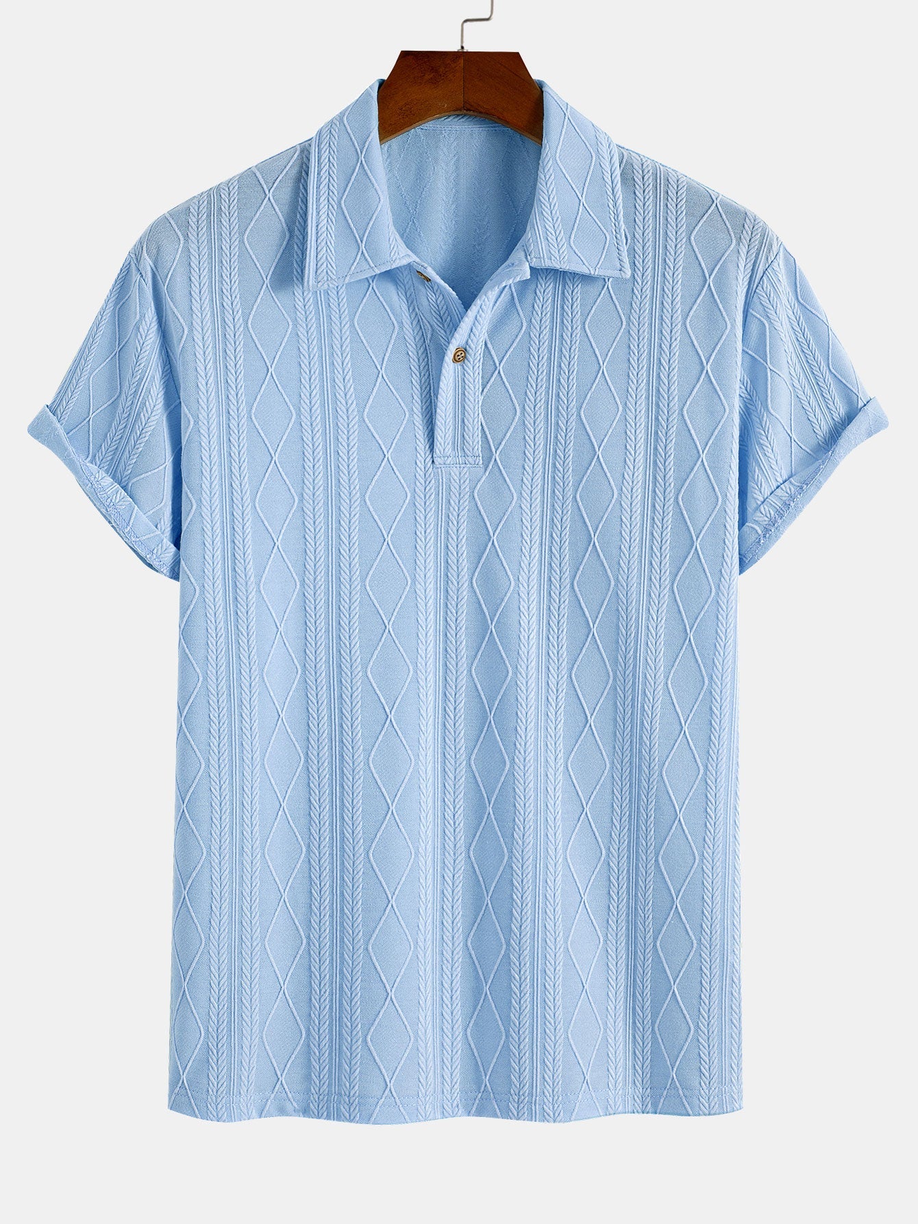 Knitted Geometric Rhombus Jacquard Polo