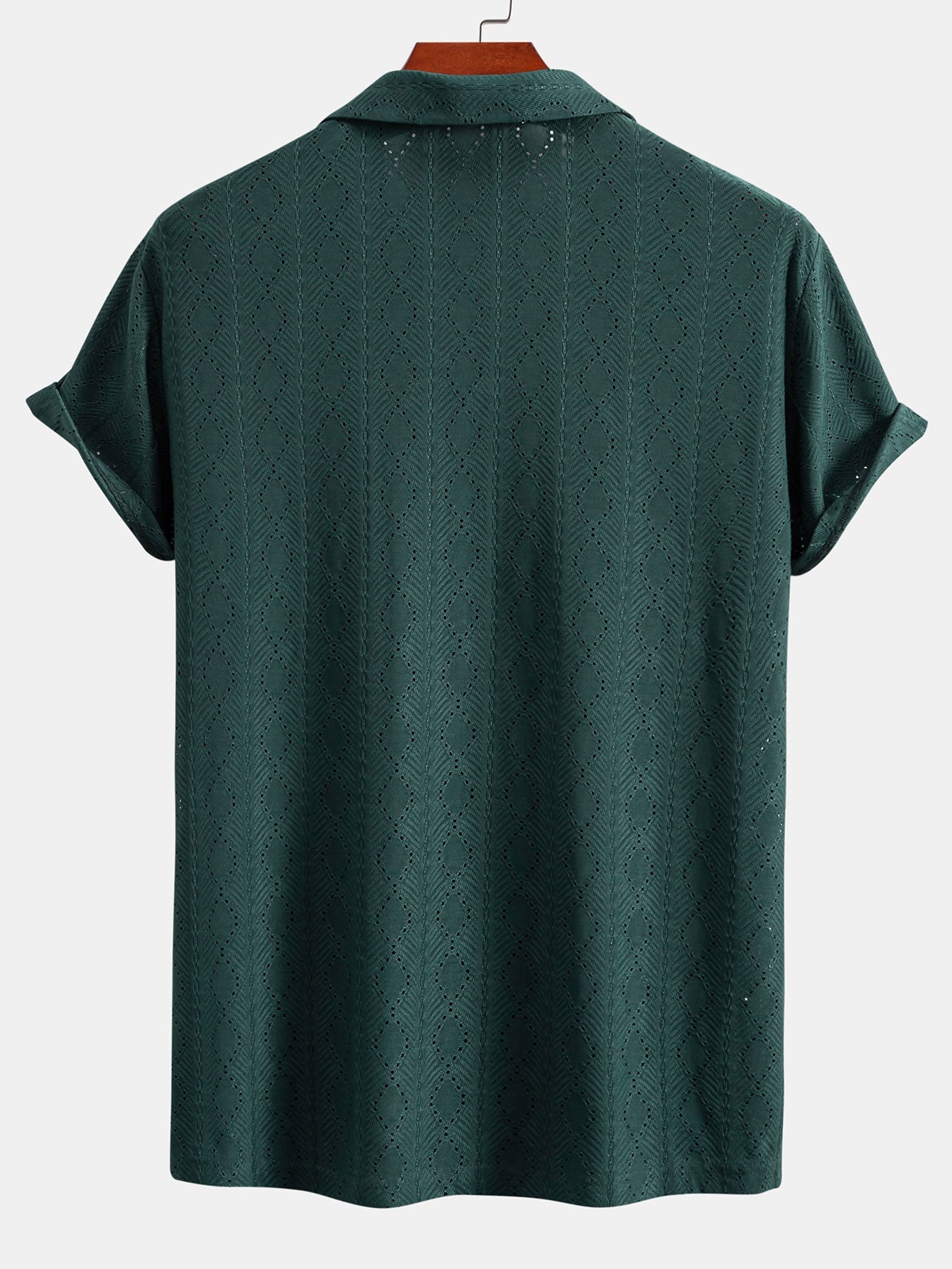 Muscle Fit Diamond Texture Cuban Shirt