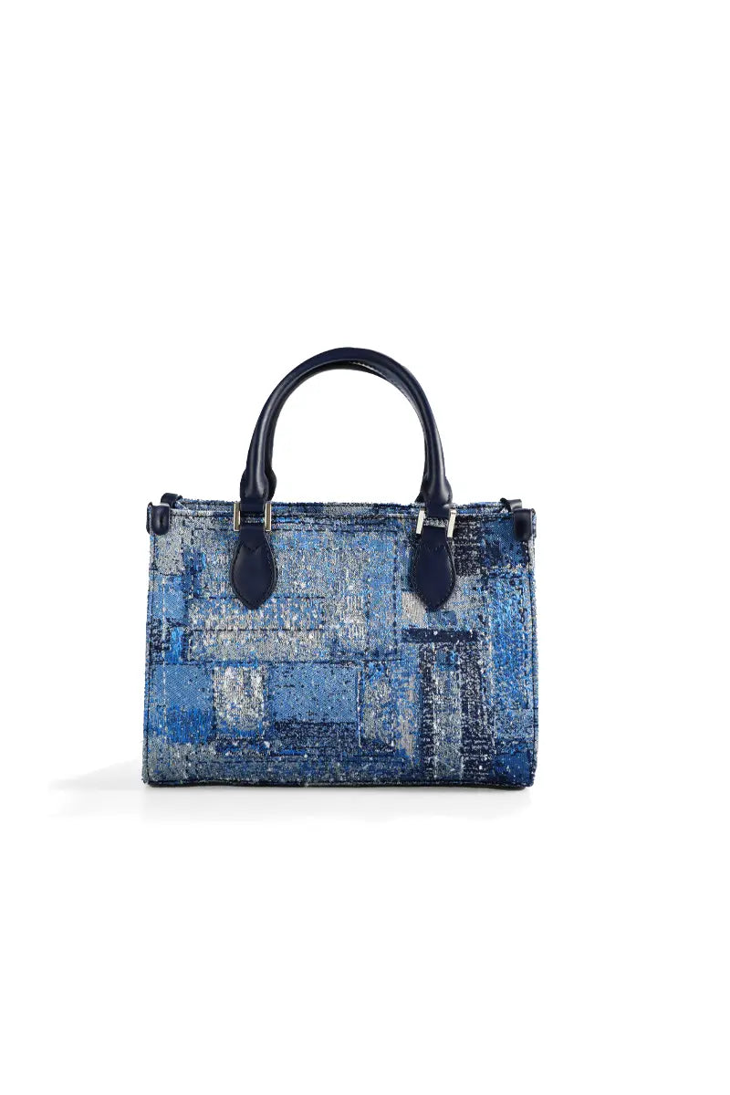 Deep Blue Structured Heavy-Stitch Tote Bag