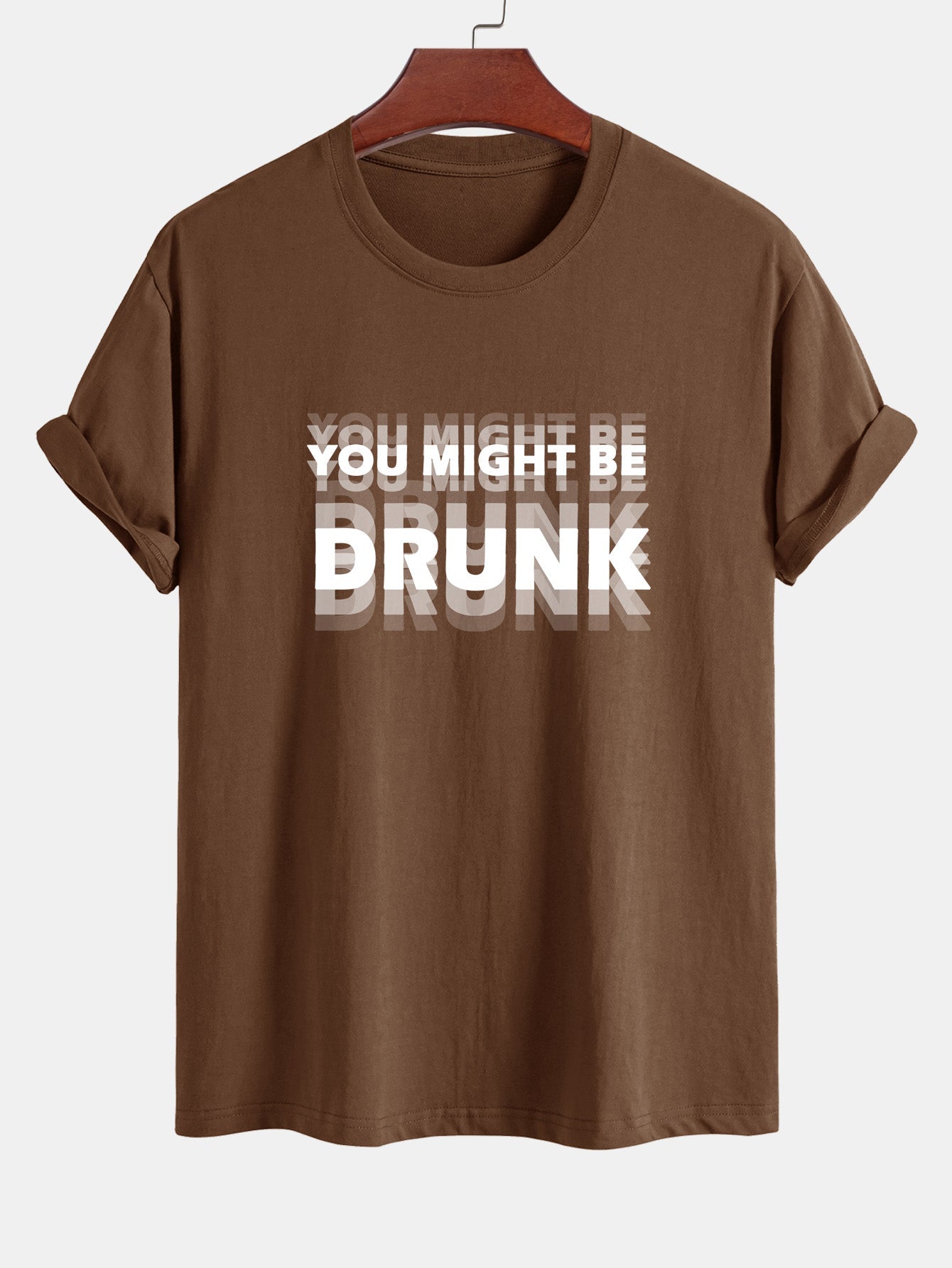 Regular Fit You Might Be Drunk Print Cotton T-Shirt