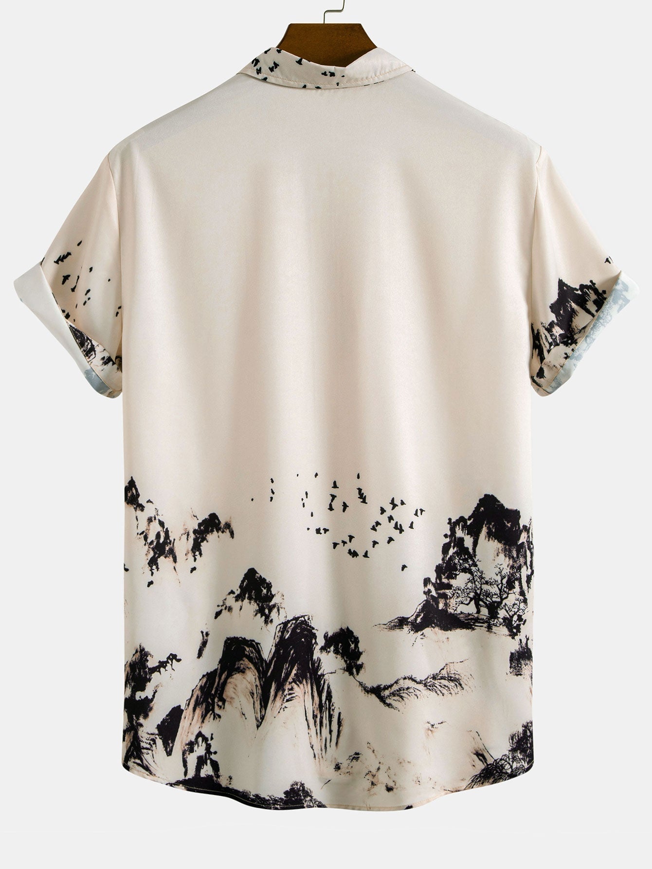 Ink Mountain Shirt & Man Mid Length Drawstring Swim Shorts