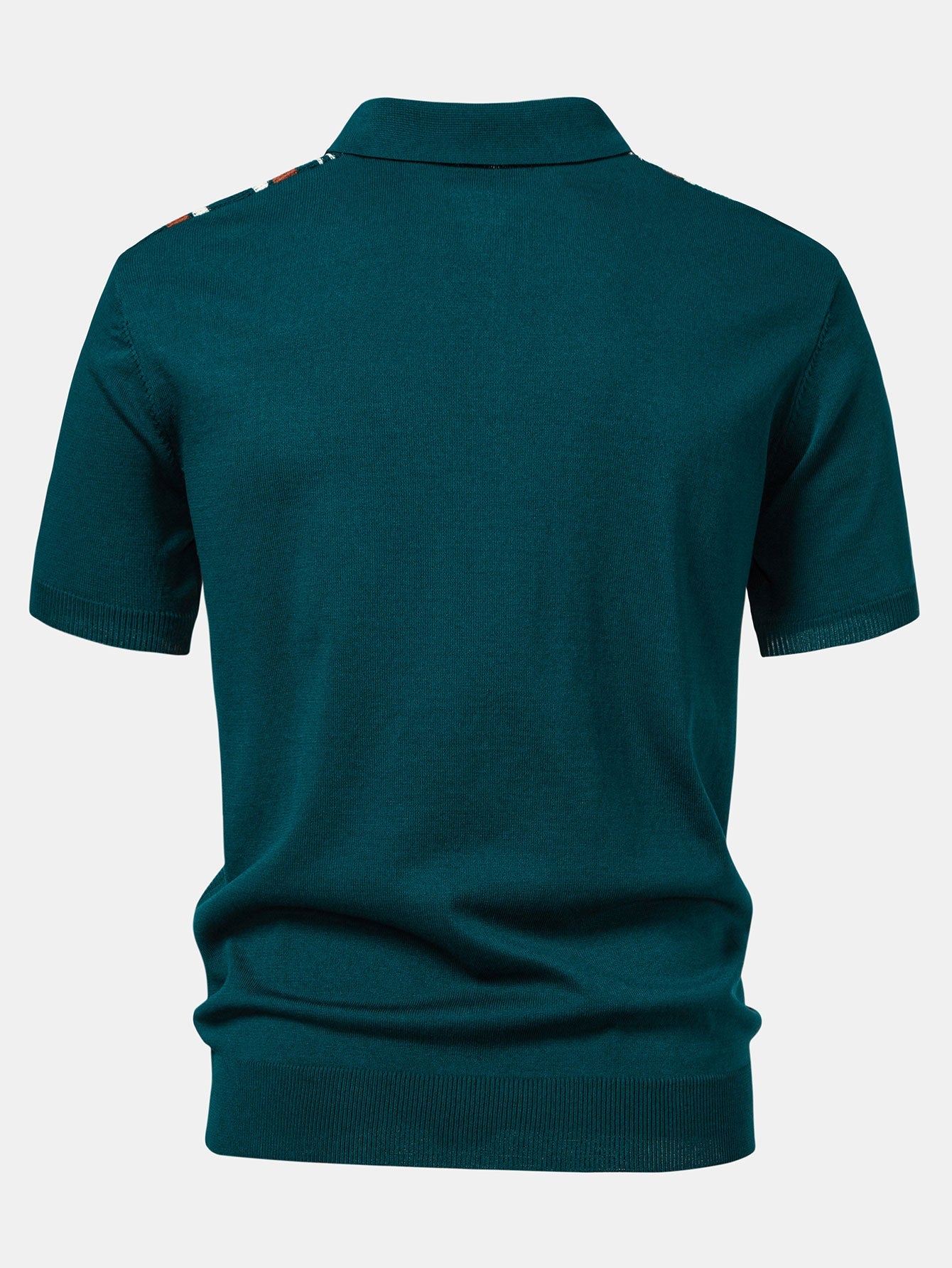 Stripe Knit Zip Up Polo Shirt