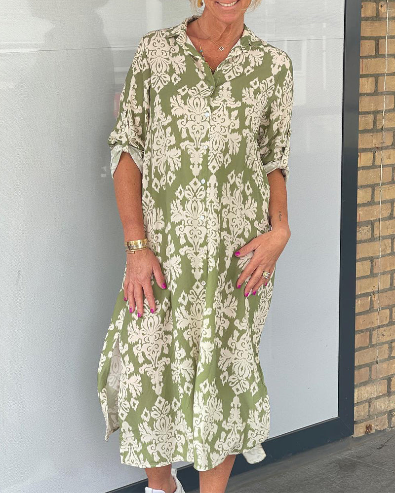 Floral print slit dress