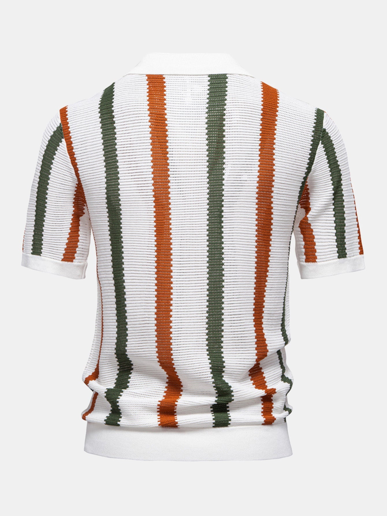 Stripe Knit V Neck Polo Shirt