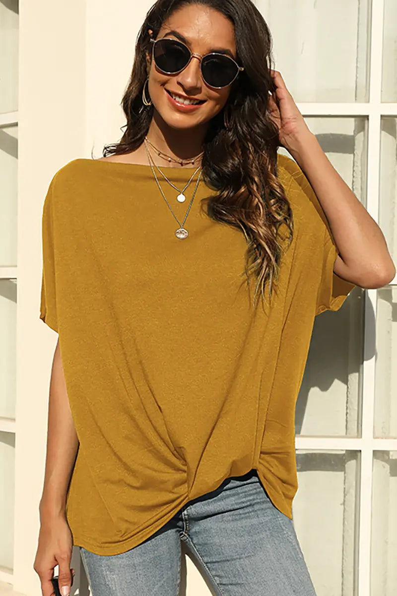 Solid Color Off-Shoulder T-Shirt